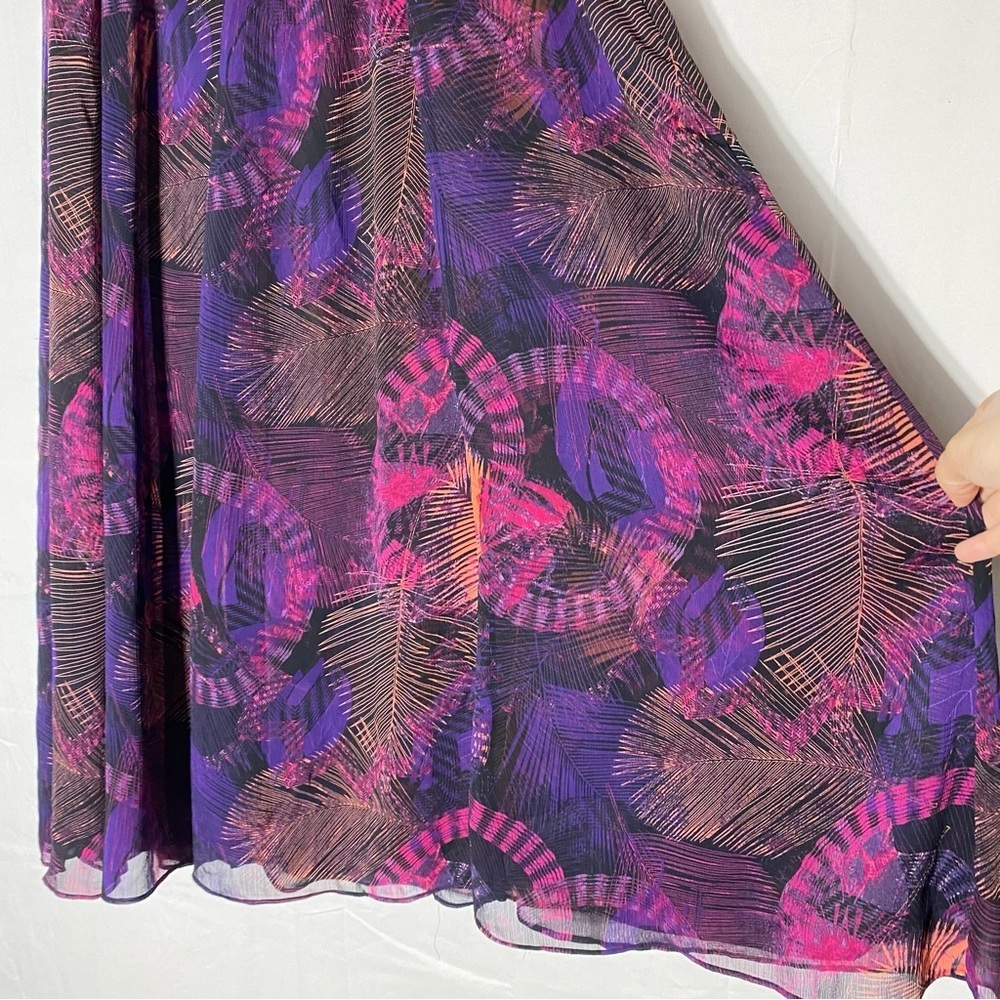 Addition Elle Black Purple Pink Exotic Print Layered Midi Skirt 16 Festival Boho - Picture 6 of 12